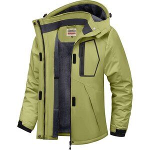Women's Sage Green Waterproof Ski Jacket Warm Winter Coats Windproof with Hood